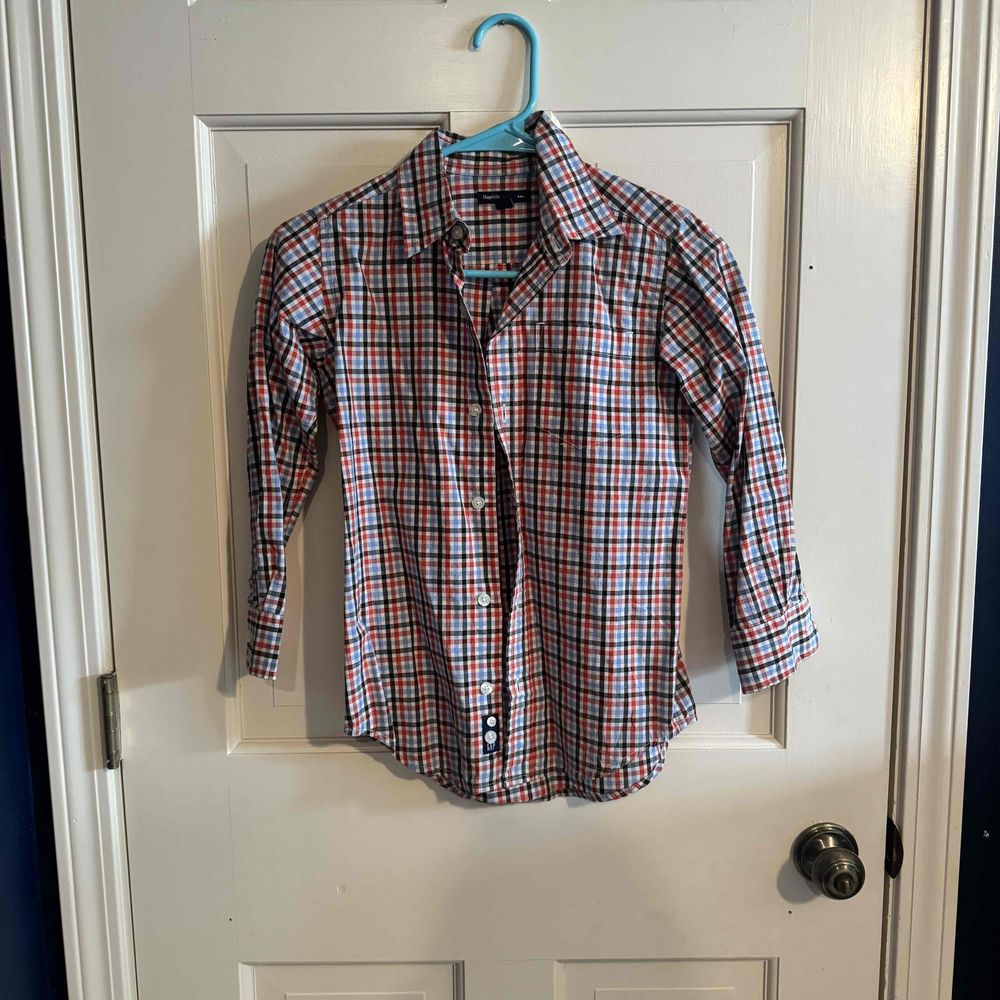 GapKids Boys Multi-Color Plaid Button-Down Collared Shirt Size Small